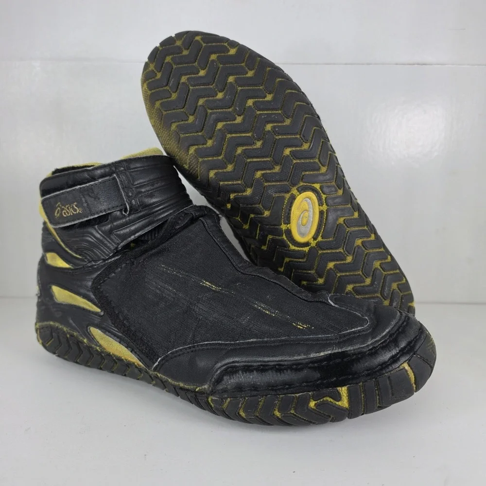ASICS 54 Wrestling Shoes Mens Fit Sz 9 VTG 2000s Rulons Rare Black Yellow Kolats